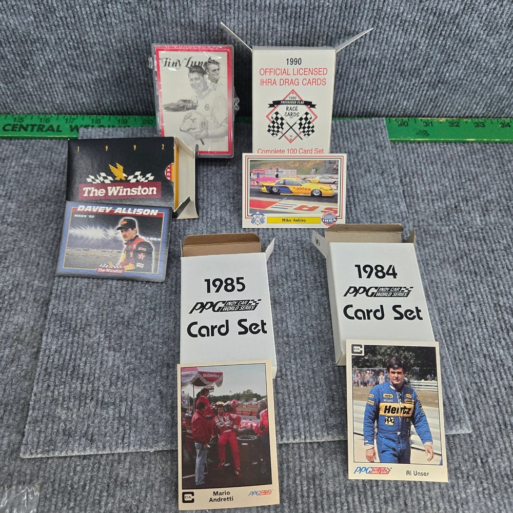 Set of 5 Racing Car Trading Card Sets Indy IHRA Drag Winston TG All Complete